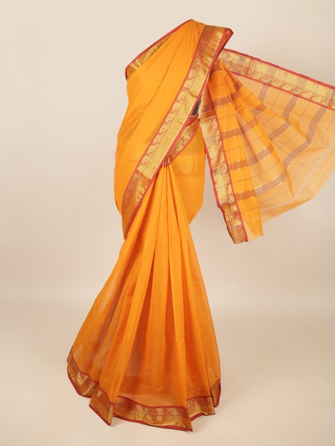 

Pothys Orange & Red Ethnic Motifs Zari Pure Cotton Saree