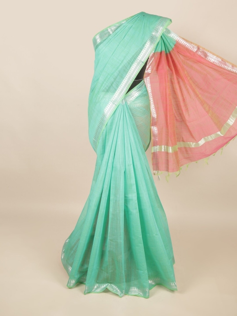 

Pothys Green & Peach-Coloured Zari Silk Cotton Saree