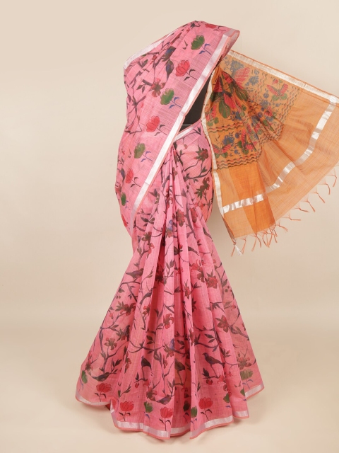 

Pothys Pink Floral Silk Cotton Saree