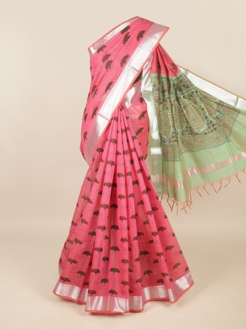 

Pothys Coral & Green Silk Cotton Saree