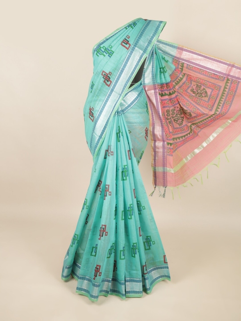 

Pothys Blue & Pink Zari Silk Cotton Saree