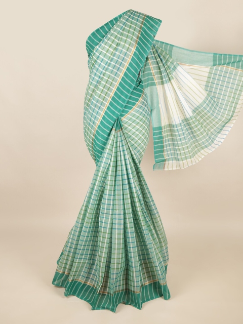 

Pothys Green & White Checked Pure Cotton Saree