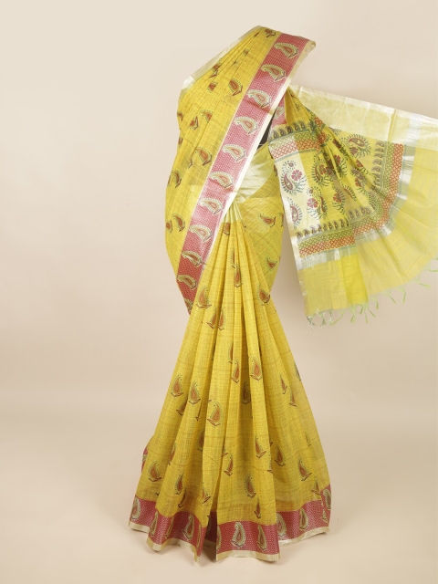 

Pothys Green & Pink Paisley Zari Silk Cotton Saree
