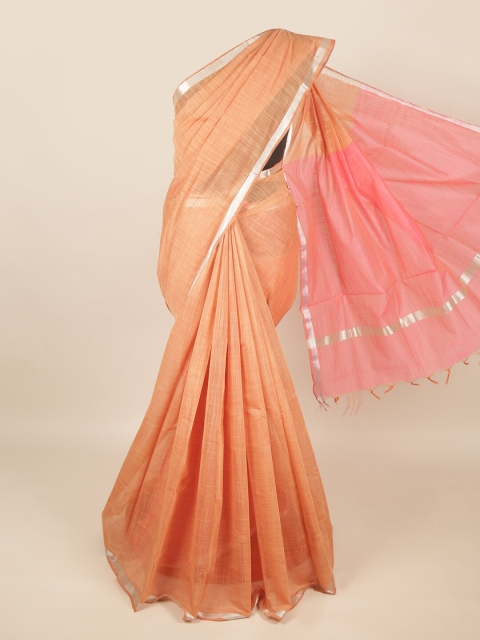 

Pothys Peach-Coloured & Pink Silk Cotton Saree