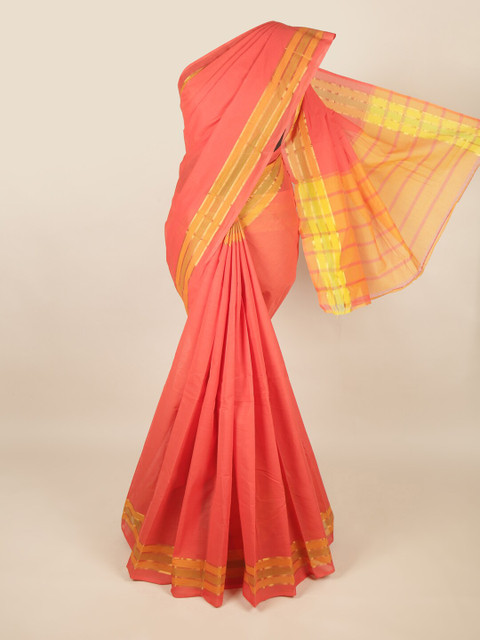 

Pothys Coral & Yellow Pure Cotton Saree