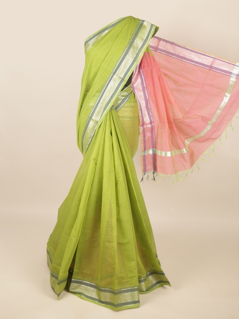 

Pothys Green & Pink Silk Cotton Saree