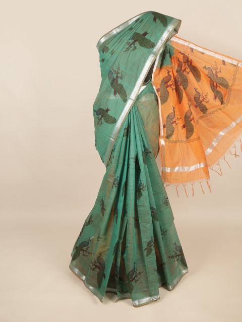 

Pothys Green & Orange Silk Cotton Saree