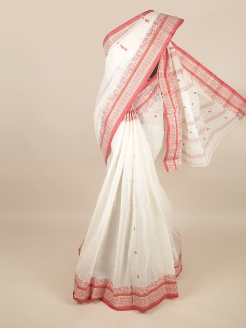

Pothys White & Pink Ethnic Motifs Pure Cotton Saree