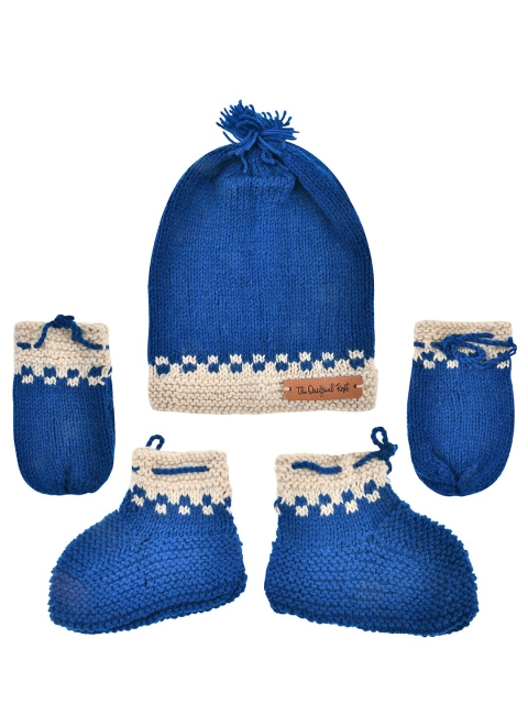 

The Original Knit Kids Set Of 3 Blue & White Cap With Mittens & Socks