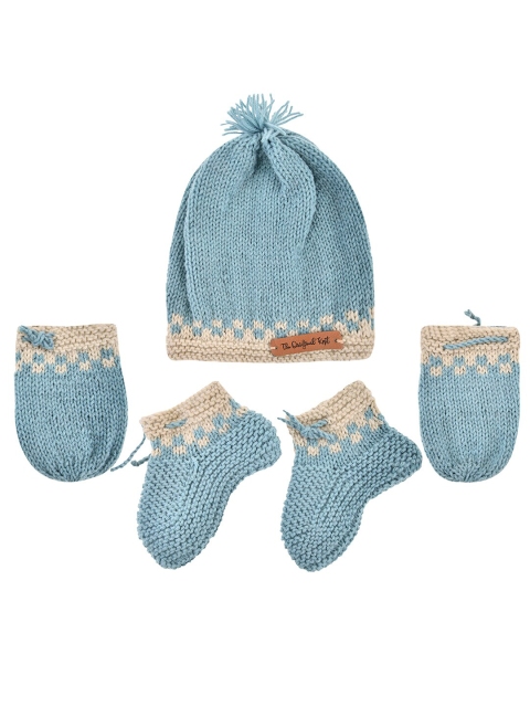 

The Original Knit Kids Blue Handmade Cap, Mittens & Socks