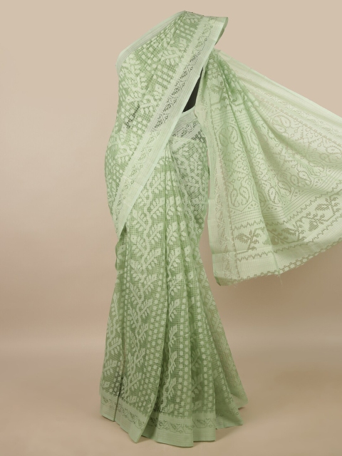 

Pothys Green & White Ethnic Motifs Saree