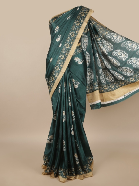 

Pothys Green & Gold-Toned Floral Saree