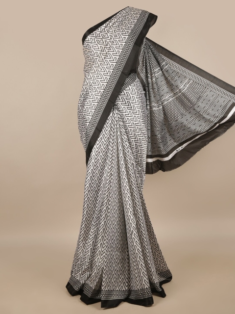 

Pothys White & Grey Printed Saree