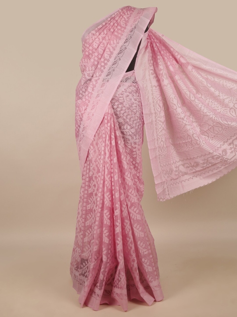 

Pothys Pink Ethnic Motifs Woven Saree