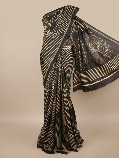 

Pothys Black & Cream Cotton Blend Saree