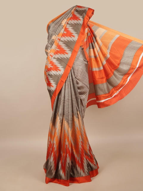 

Pothys Grey & Orange Saree