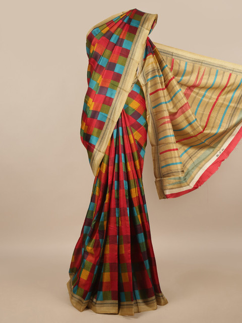 

Pothys Multicoloured Printed Zari Saree, Multi