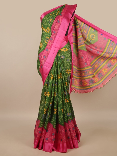 

Pothys Green & Pink Floral Saree