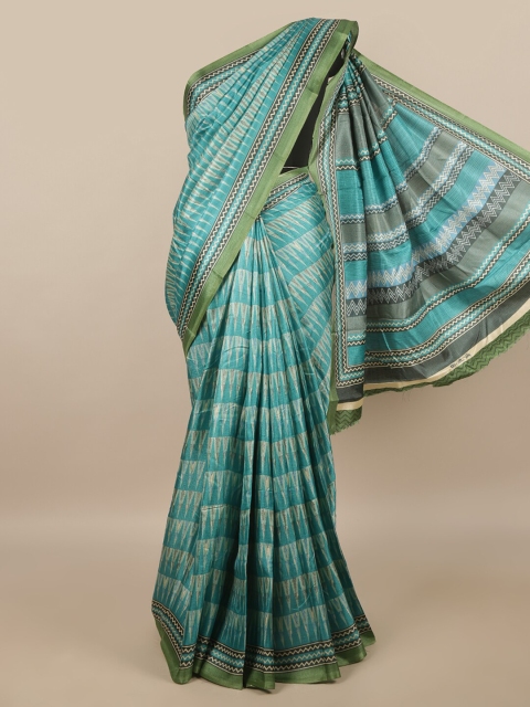 

Pothys Blue & Grey Cotton Blend Saree