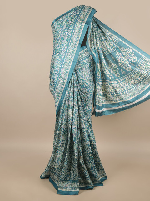 

Pothys Blue & White Paisley Saree