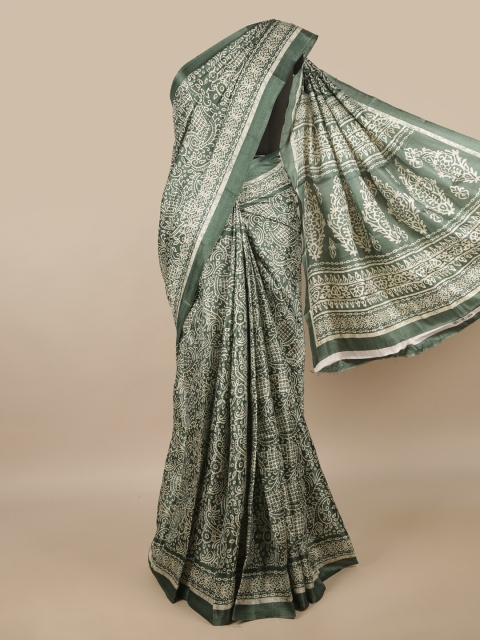 

Pothys Green & White Floral Printed Saree