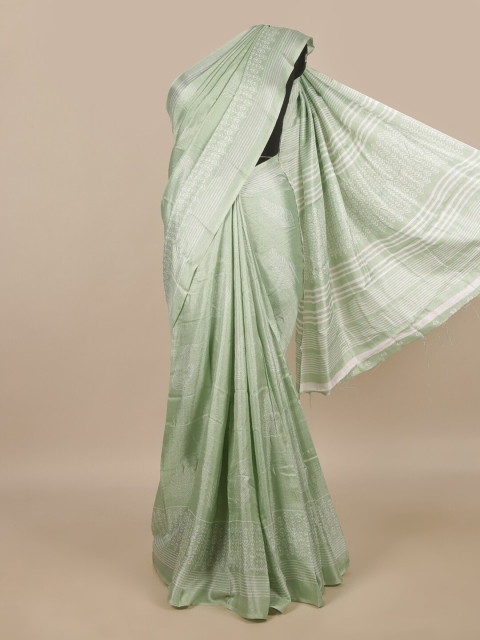 

Pothys Green & White Ethnic Motifs Printed Saree