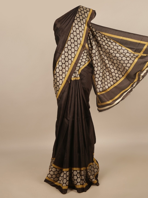 

Pothys Brown & White Woven Design Cotton Blend Saree