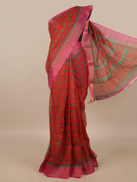 

Pothys Red & Green Printed Saree