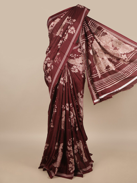 

Pothys Maroon & Pink Floral Saree