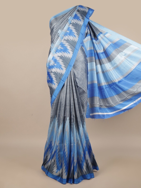 

Pothys Blue & Black Cotton Blend Saree