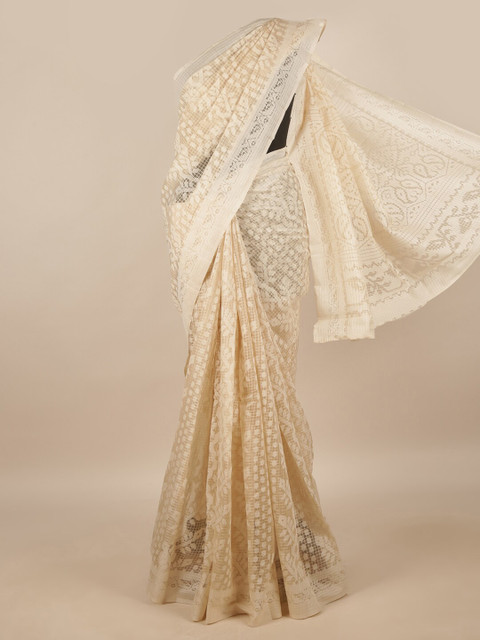 

Pothys Cream-Coloured Floral Saree