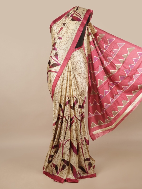 

Pothys Women Cream Printed Cotton Blend Saree