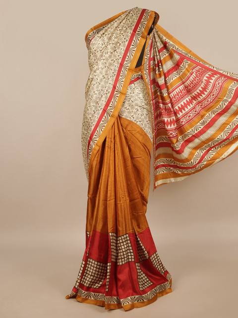 

Pothys Brown & Red Floral Printed Saree