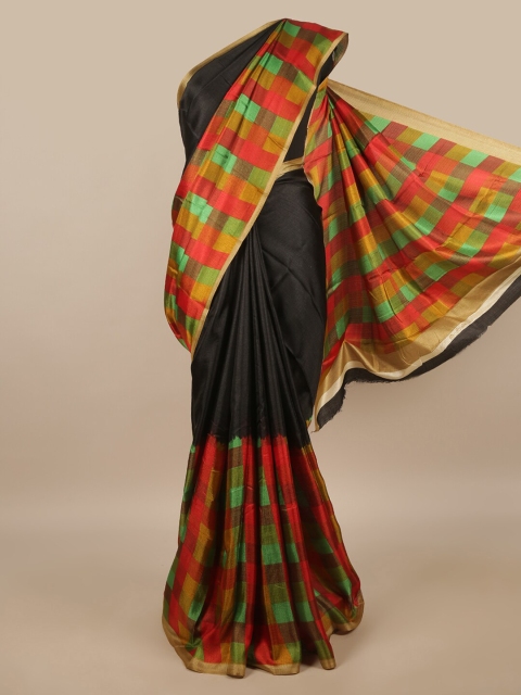 

Pothys Black & Red Checked Saree