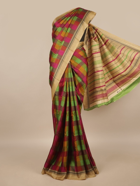 

Pothys Green & Magenta Cotton Blend Saree