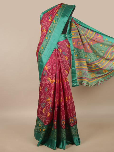 

Pothys Purple & Teal Floral Saree