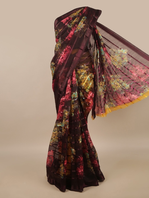 

Pothys Brown & Pink Floral Saree