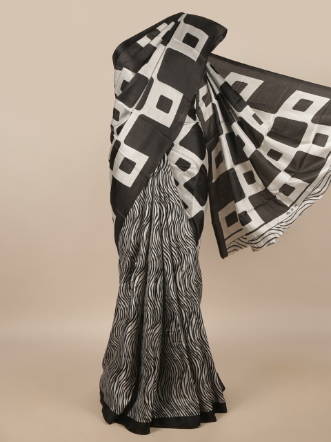 

Pothys Grey & White Half and Half Cotton Blend Saree