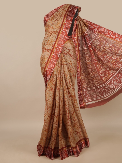 

Pothys Brown & Rust Batik Saree