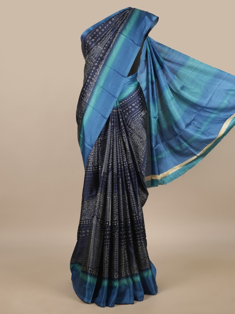 

Pothys Blue & White Cotton Blend Saree