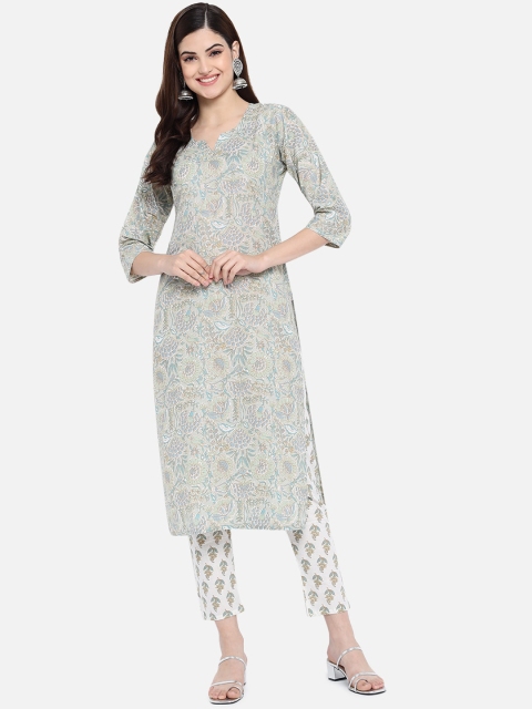 

GRACIT Women Grey Floral Printed Kurti with Trousers