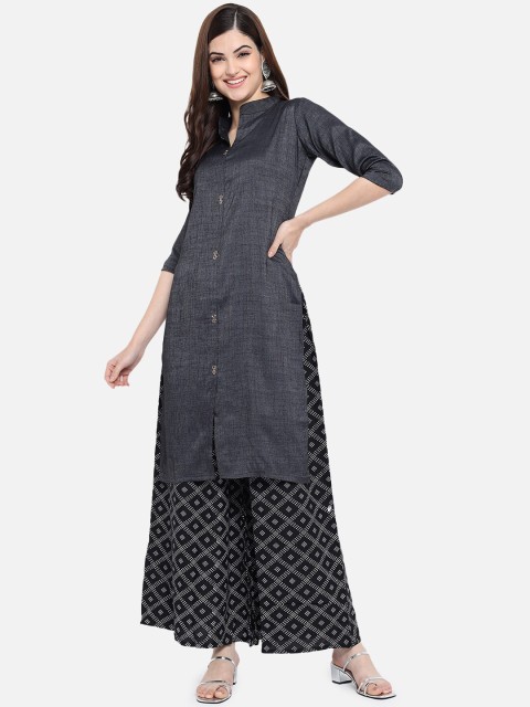 

GRACIT Women Charcoal Regular Kurti With Palazzos