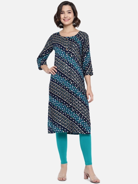 

GRACIT Women Navy Blue Printed Kurta with Trousers