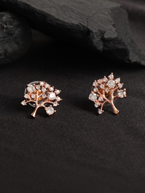 

ZINU Rose Gold-Toned Cubic Zirconia Studs Earrings