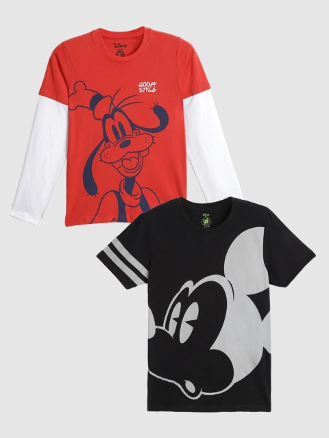 

YK Disney Boys Black & Grey Pack Of 2 Printed T-shirts