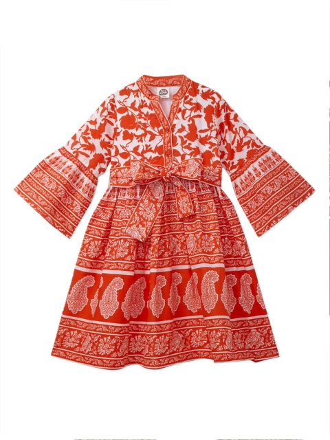 

Cub McPaws Girls Orange Ethnic Motifs Dress