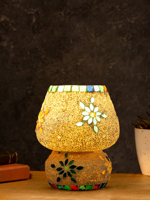 

green girgit Multicoloured Glass Moroccan Lamp, Multi
