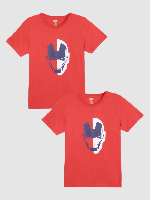 

YK Marvel Boys Pack of 2 Red Printed Cotton Tshirts