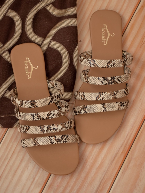 

Brauch Women Beige Printed Open Toe Flats