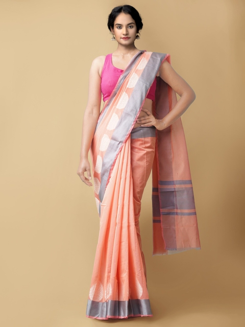 

Unnati Silks Pink & Purple Silk Cotton Bhagalpuri Saree